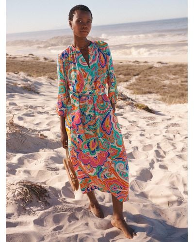 Nrby Lianna Abstract Print Silk Midi Dress - Multicolour