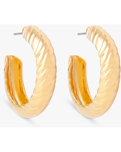 Susan Caplan Rib Textured Demi Hoop Earrings - Metallic