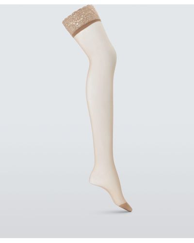 John Lewis 15 Denier Lace Hold Ups - White