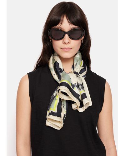 Jigsaw Floral Echo Silk Twill Square Scarf - Black