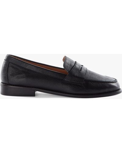 Dune Ginelli Leather Penny Loafers - Black