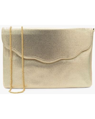 Paradox London Doris Shimmer Envelope Clutch Bag - Natural