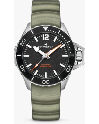Hamilton H77825331 Khaki Navy Frogman Automatic Rubber Strap Watch - Metallic