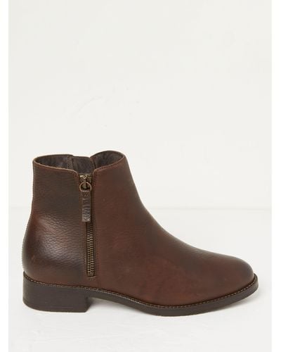 FatFace Aria Leather Zip Detail Ankle Boots - Brown
