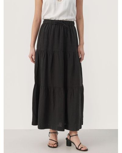 Part Two Getia Elastic Waist Gypsy Maxi Skirt - Black