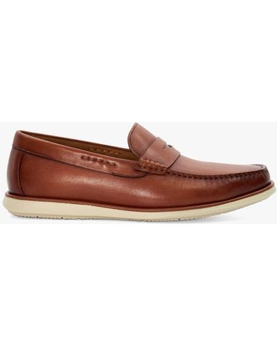 Dune Wide Fit Berkly Leather White Sole Loafers - Brown