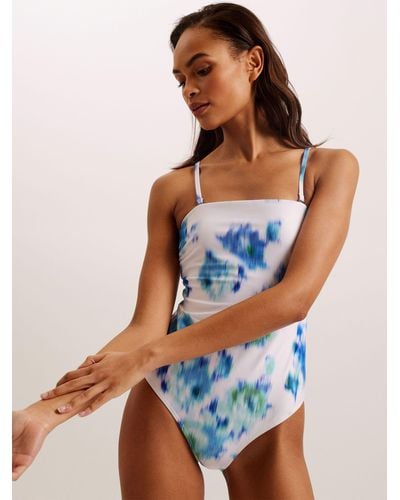 Ted Baker Mayiee Graphic Print Bandeau Swimsuit - Blue
