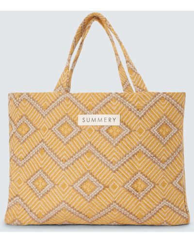 Summery Copenhagen Babeth Geometric Print Tote Bag - Natural