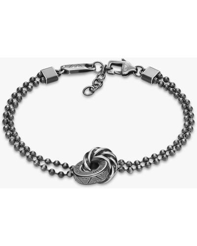 Emporio Armani Interlink Beaded Chain Bracelet - Metallic