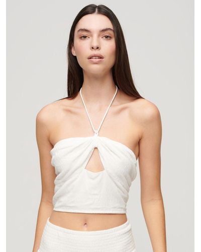 Superdry Crop Cut Out Woven Top - White