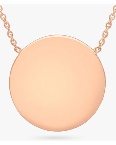 Ib&b Personalised 9ct Rose Gold Disc Initial Pendant Necklace - Natural