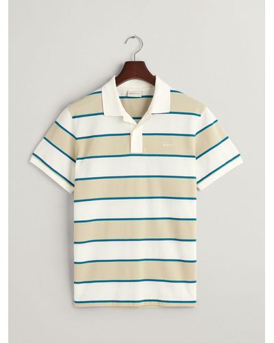 GANT Striped Pique Polo Shirt - Blue