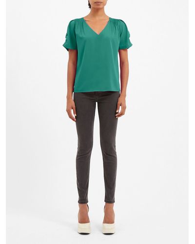 French Connection Light Crepe Top - Green