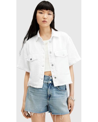 AllSaints Tove Short Sleeve Denim Shirt - White