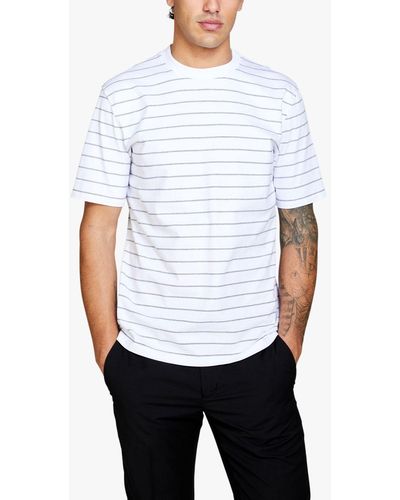 Sisley Regular Fit Yarn Dyed Stripe T-shirt - White