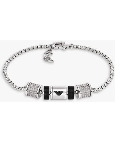Emporio Armani Rondelle Onyx Chain Bracelet - Metallic