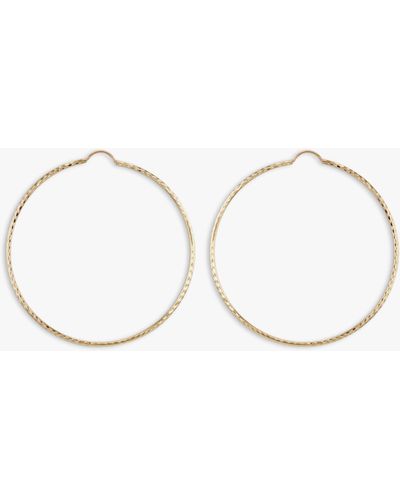 Ib&b 9ct Gold Textured Slim Hoop Earrings - Natural