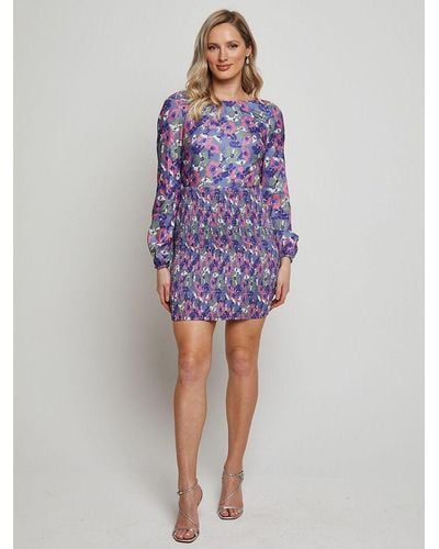 Chi Chi London Long Sleeve Floral Mini Dress - Purple