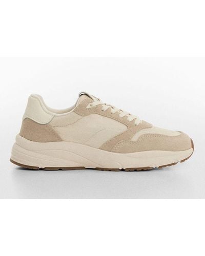 Mango Rope Leather Mix Trainers - Natural