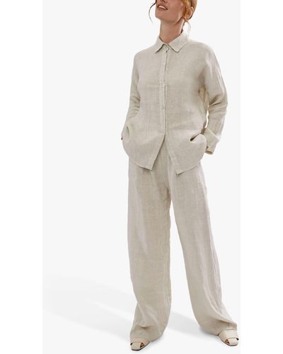 James Lakeland Long Sleeve Linen Shirt - White