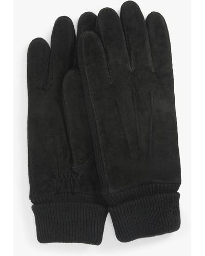 John Lewis Suede Knit Gloves - Black