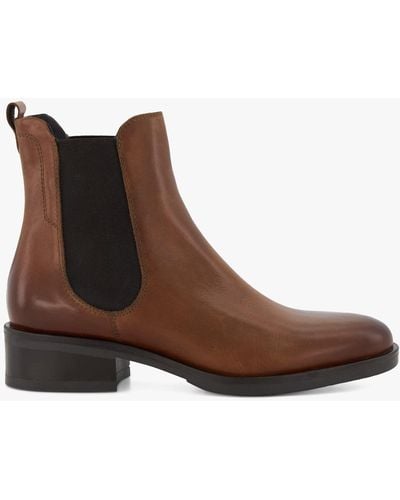Dune Panoramic Elasticated Faux-leather Chelsea Boots - Brown