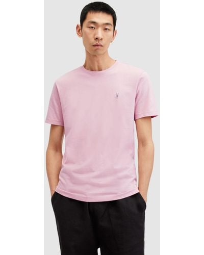 AllSaints Brace Contrast Organic Cotton Short Sleeve T-shirt - Pink