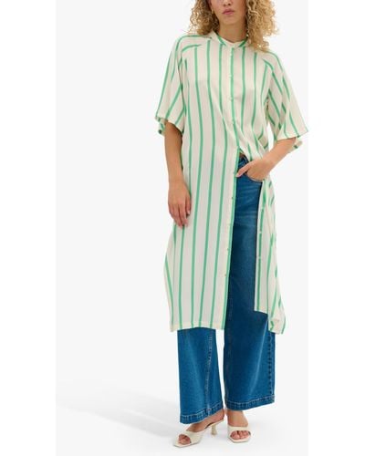 My Essential Wardrobe Mia Striped Shirt Dress - Green