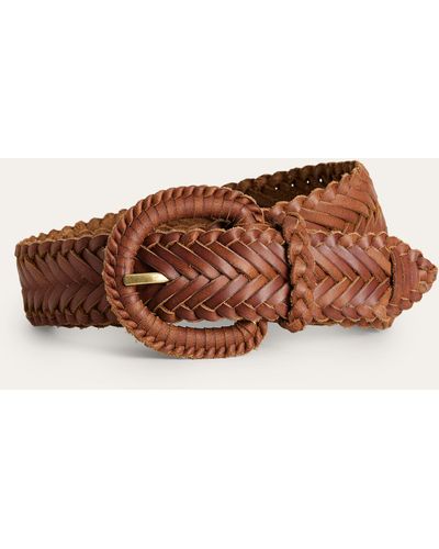 Boden Woven Leather Belt - Brown