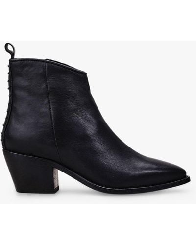 Moda In Pelle Maevie Leather Western Ankle Boots - Black