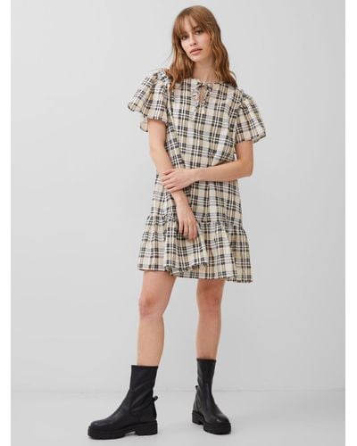French Connection Ivy Mini Check Dress - Natural