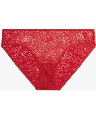 Calvin Klein Sheer Marquisette Lace Bikini Brief - Red