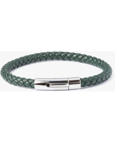 Simon Carter Newquay Braided Leather Bracelet - Green
