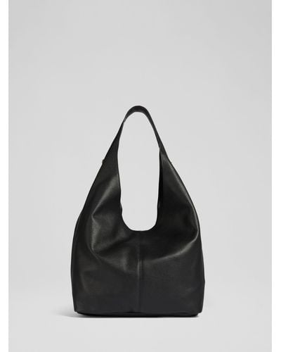 LK Bennett Soula Grainy Leather Shoulder Bag - Black