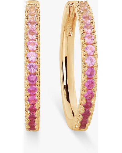 Sif Jakobs Jewellery Pink Zirconia Medium Hoop Earrings - White