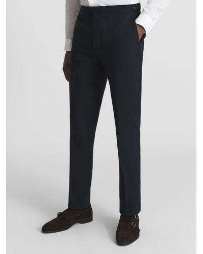 Reiss Kin Linen Suit Trousers - Blue