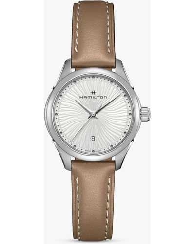 Hamilton H32231810 Jazz Master Date Leather Strap Watch - Grey