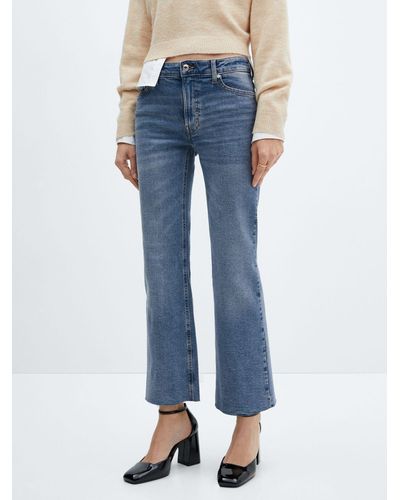 Mango Sienna Cropped Flared Jeans - Blue