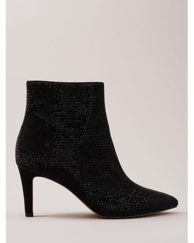 Phase Eight Sparkly Ankle Boots - Black