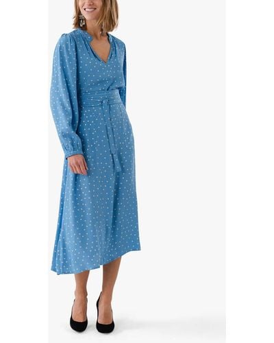 Lolly's Laundry Paris Dot Print Midi Dress - Blue