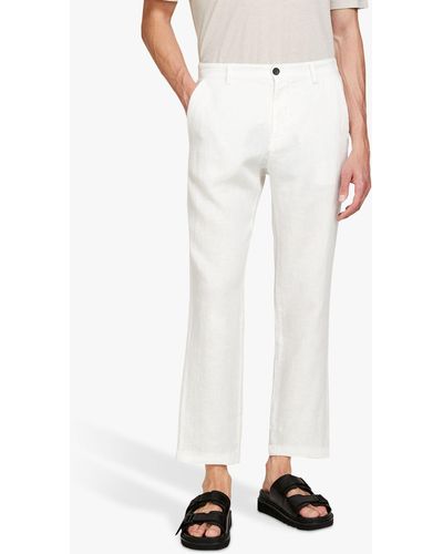 Sisley Regular Fit Linen Trousers - White