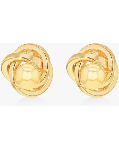 Ib&b 9ct Yellow Gold Knot Stud Earrings - Metallic