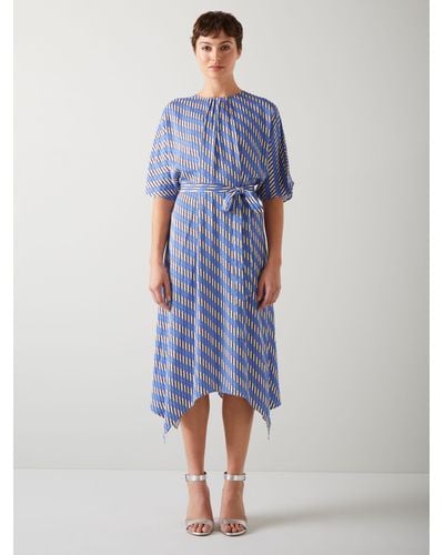 LK Bennett Anni Asymmetrical Midi Dress - Blue
