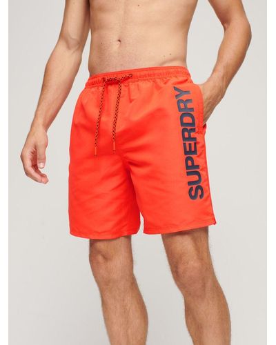 Superdry Sport Graphic 17" Swim Shorts - Red
