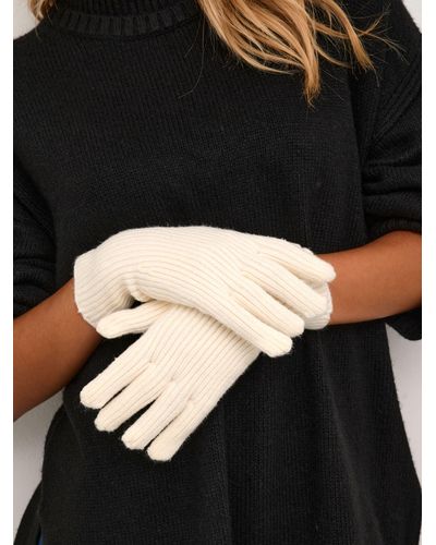 Kaffe Lotte Stretchy Rib Knit Gloves - Black