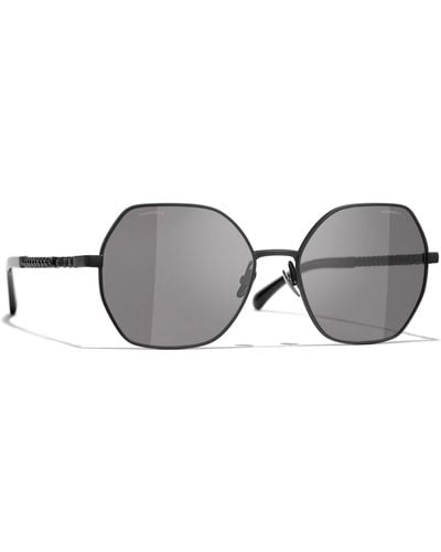 Chanel Irregular Sunglasses Ch4281qh Matte Black/grey