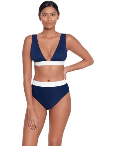 Ralph Lauren Bel Air Banded High Waist Bikini Bottom - Blue