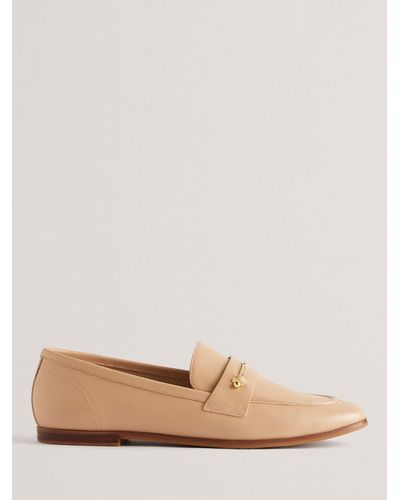 Ted Baker Zzoee Flat Leather Loafers - Natural