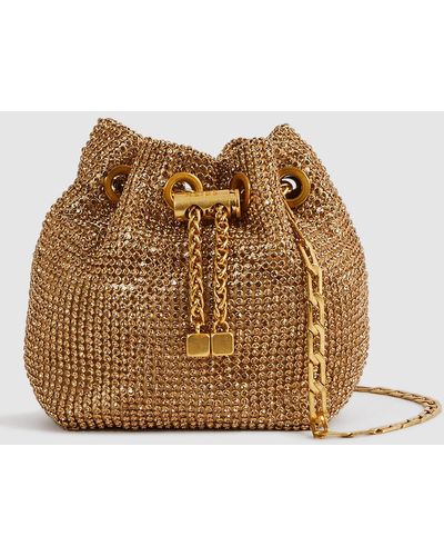 Reiss Demi Crystal Mini Bucket Bag - Brown