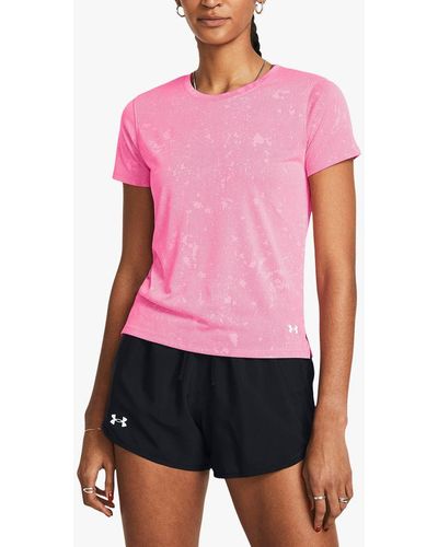 Under Armour Launch Splatter Short Sleeve Top - Pink